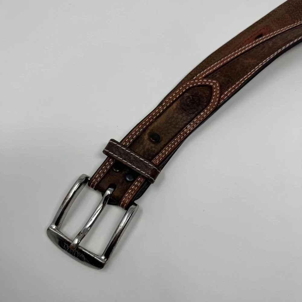 Ariat Men's Size 46 Brown Genuine Leather Belt Western Cowboy‎ FLAWS Workwear